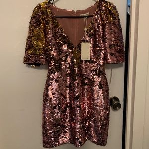 For Love and Lemons rose gold sequin dress